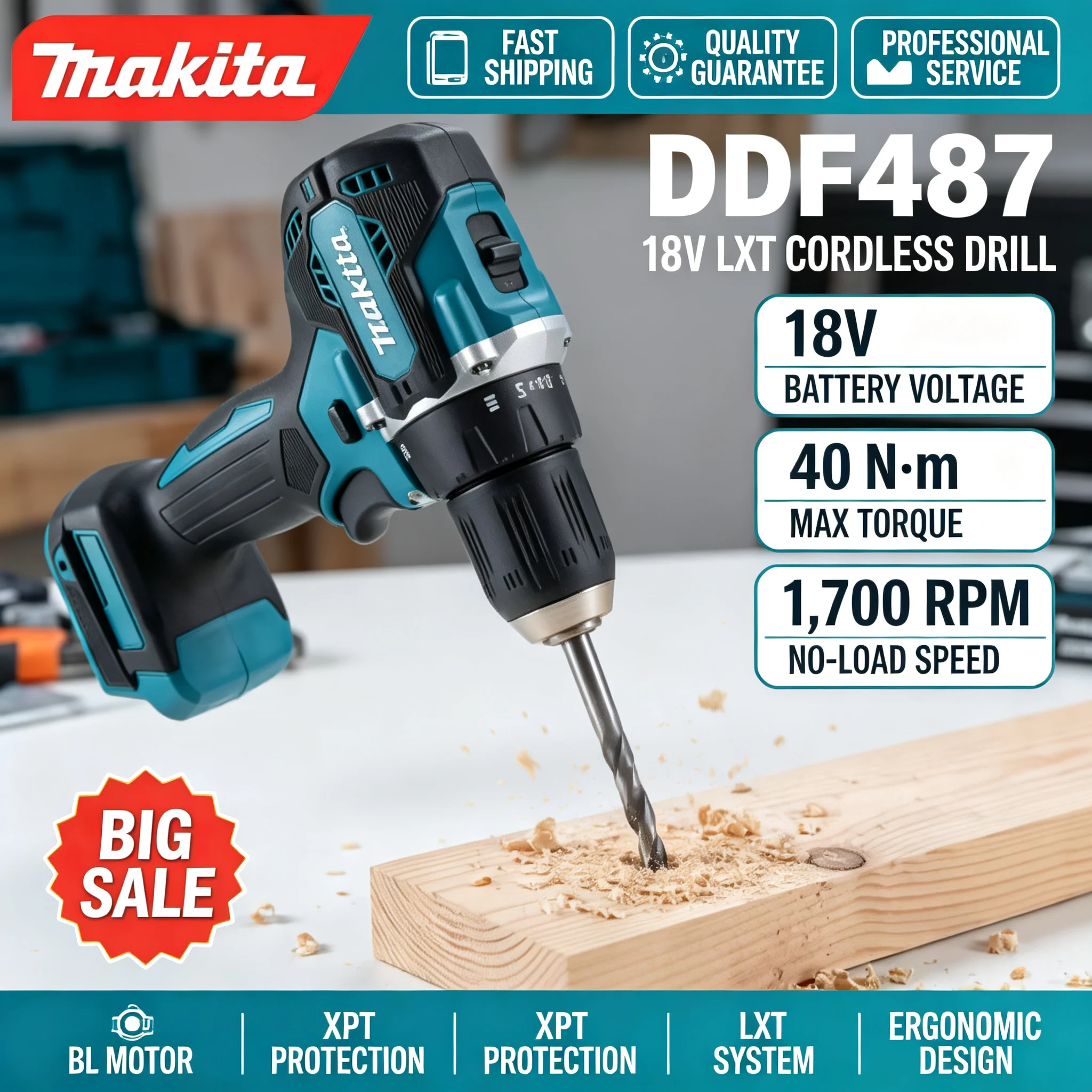 Home Improvement Warehouse - Makita DDF487 – akumulatorowa wiertarko-wkrętarka bezszczotkowa